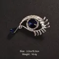 Elegant blue crystal eye-shaped brooch with silver finish for suit lapel accessories - 3.2cm*6.3cm / Gold Eye with Blue Gem