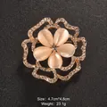 Elegant flower-shaped cat's eye stone brooch with sparkling rhinestone accents - Hollow Petal Shape (XD9167)