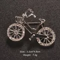 Elegant silver bicycle brooch pin with sparkling rhinestones for women's jewelry fashion accessory - Bicycle Shape Style (XD8169-1)