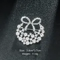 Sparkling rhinestone bowknot wreath brooch pin accessory for elegant suits and dresses - Bowknot Wreath Style (XD9131) / Silver