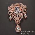 Oversized vintage crystal wing brooch jewelry in rose gold finish for elegant coats - Water Drop Main Diamond Large Wing Style (XD7720)