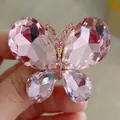 Elegant pink crystal butterfly brooch featuring sparkling rhinestones and gold-tone finish - Pink Crystal Look Butterfly Style (XD10872-2)