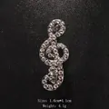 Elegant silver musical note brooch with sparkling rhinestones for suits and coats - Silver/Full Rhinestone Small