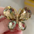 Elegant butterfly brooch with champagne and grey faceted crystals for women - Champagne Gray-Blue Butterfly Style (XD10872-4)