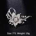 Elegant silver flower brooch with sparkling crystals for women's suits and dresses - XD8450-1 (Silver Flower)