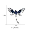 Elegant dragonfly insect brooch with deep blue crystals and silver finish for women - Dark Blue Pear-Shaped Dragonfly Style (XD10322)