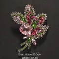 Large elegant vintage wing brooch encrusted with pink and green crystals for coats - Pink Diamond Iridescent Large Wing Style (XD8979)