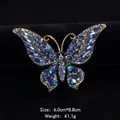 Elegant blue butterfly brooch pin with sparkling rhinestones for women's elegant outfits - Large Blue Rhinestone Butterfly Style (XD10321-4)