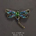 Vintage dragonfly brooch encrusted with green and blue crystals for suits and coats - Retro Gold-Green Dragonfly Style (XD8295-5)