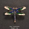 Elegant dragonfly enamel brooch pin with blue and green wings and center blue gem - Emerald Green Gradient Dragonfly Brooch (XD8821-4)