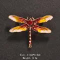Vintage-inspired red and yellow enamel dragonfly brooch with a central red gemstone accent - Red and Yellow Enamel Dragonfly Brooch (XD8821-2)