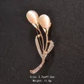 Elegant tulip brooch with cat eye stones and rhinestones, pink floral lapel pin for women. - Tulip Shape (XD458)