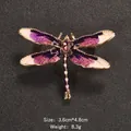 Exquisite purple and white dragonfly brooch pin with center crystal for women - Purple and White Enamel Dragonfly Brooch (XD8821-3)