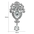 Luxurious vintage-style crystal brooch in silver tone, oversized dimensions 95x50mm - Baroque British Court Style (XD7666-1)