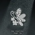 Sparkling silver butterfly brooch pin with clear rhinestones for dresses and suits - Butterfly Shape (XD9134) / Silver