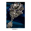 Elegant vintage British style oversized crystal wing brooch with grey teardrop rhinestones - British Wing Floral Pave Style (XD7596-6)
