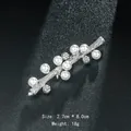 Elegant silver branch brooch with white pearls and sparkling crystals, 8.0cm length - Branch Shape (XD7691) / Silver