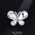 Sparkling clear crystal butterfly brooch pin for women's suits and coat accessories - Four-Wing Transparent Crystal Butterfly Style (XD10872-5)