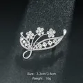 Silver flower brooch with sparkling crystals for elegant suit accessories - Triple Flower Shape (XD9146) / Silver