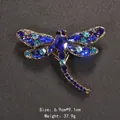 Vintage blue rhinestone dragonfly insect brooch pin for women clothes - Dark Blue Main Stone Dragonfly Style (XD8295-4)