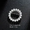 Elegant circular pearl brooch in silver finish with white pearls for women's fashion - Round Pearl Style (XD8758) / Silver