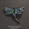 Rhinestone dragonfly brooch in green and blue, elegant accessory for suits or coats. - Emerald Green Main Stone Dragonfly Style (XD8295-6)