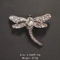 Sparkling silver dragonfly brooch with white crystals for elegant suit or dress accessories - Silver White Rhinestone Dragonfly Style (XD8295-8)