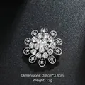 Elegant silver-toned flower brooch pin with sparkling clear rhinestones for women - Pave Rhinestone Floral Style (XD8762) / Silver