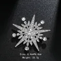 Sparkling silver snowflake brooch pin with crystal rhinestones for elegant outfits - Radial Large Snowflake Style (XD9077) / Silver