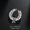 Elegant silver wreath brooch adorned with white pearls, perfect for suits or cheongsam - Semi-circular Wreath Style (XD8761) / Silver