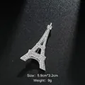 Sparkling silver Eiffel Tower brooch with crystal rhinestones for women's jewelry - Eiffel Tower Shape Style (XD6798) / Silver