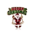 Festive Santa Claus Merry Christmas enamel brooch pin with red and green details - Santa Merry Christmas Style (xd7441)