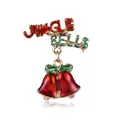 Festive Christmas Jingle Bells brooch pin with red enamel finish for party wear - Jingle Bells Style (xd7437)