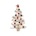 Festive white enamel Christmas tree brooch decorated with red and green rhinestones - White Christmas Tree Style (xd7353-1)