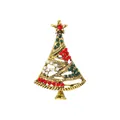 Vintage gold Christmas tree brooch with colorful rhinestones for party decoration - Vintage Hollow Christmas Tree Style (XD11386)