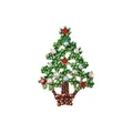 Vintage green Christmas tree brooch pin with colorful rhinestones holiday accessory - Vintage Green Christmas Tree Style (XD11387)