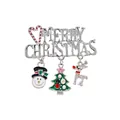 Merry Christmas silver brooch with snowman, tree, and reindeer charms for parties - Pendant Combination Style (XD11389)