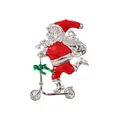 Vibrant enamel Santa Claus riding a scooter brooch pin for festive Christmas party dress - Santa on Scooter Style (XD11395)