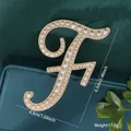 Vintage gold tone pearl letter F brooch pin accessory for women clothing decoration - Letter F
