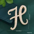 Elegant gold-tone pearl encrusted letter H brooch pin vintage style jewelry accessory - Letter H