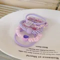Set of dopamine purple and pink elastic hair ties on a decorative ceramic plate - Hair Tie Set / Purple (F1276 Purple)