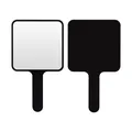 Specchio da trucco quadrato portatile con manico nero, vista frontale e posteriore - Specchio Quadrato con Manico / Taglia S / Nero