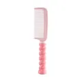 Pink hairdressing comb with ergonomic twisted handle for scalp massage and styling - Pink Flat Brush
