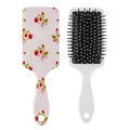 Cute strawberry print paddle hairbrush with air cushion for gentle scalp massage - Strawberry String Print