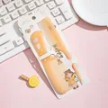 Cute cartoon printed 2pcs hair comb set in amber orange for kids portable styling - Two-Piece Set / Yellow