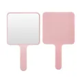 Specchio a mano quadrato con cornice rosa in ABS per trucco quotidiano portatile e comodo - Specchio Quadrato con Manico / Taglia S / Rosa