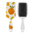 Cartoon fruit print air cushion paddle hairbrush for hair massage and detangling - Orange Print