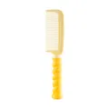 Vibrant yellow hair comb with a unique twisted handle design for daily scalp massage - Twisted Flat Comb - Yellow
