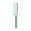 Professional mint green hair comb featuring a unique ergonomic twisted handle for scalp massage - Twisted Flat Comb - Green