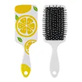 Cute lemon pattern paddle hair brush with air cushion for scalp massage and styling - Lemon Slice Print